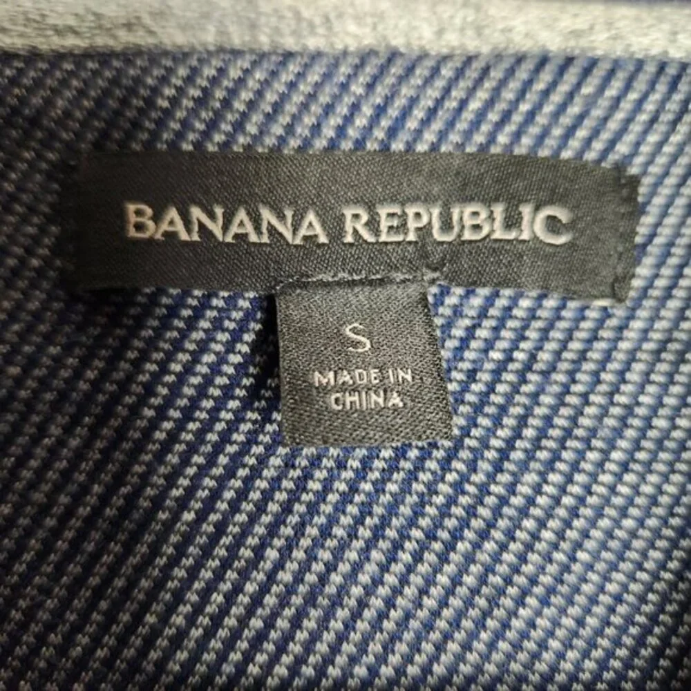 Banana Republic Mens Jacket‎ Blue Gray Full Zip Quilted Top Long Sleeve